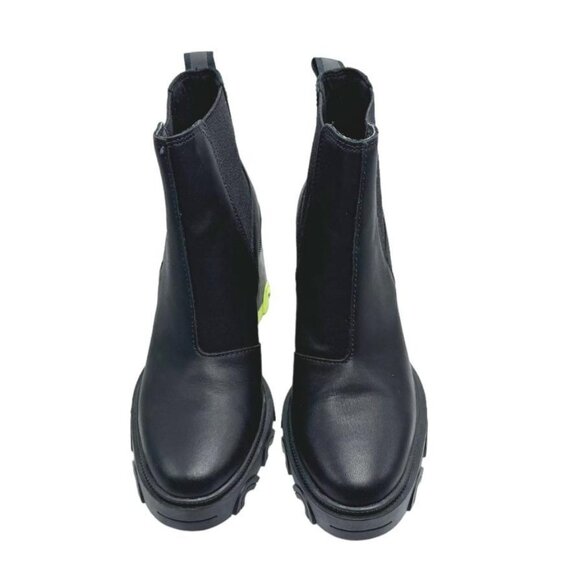 NEW SOREL Leather Brex Heel Chelsea Booties Black/green 825 7s3 - Picture 8 of 13